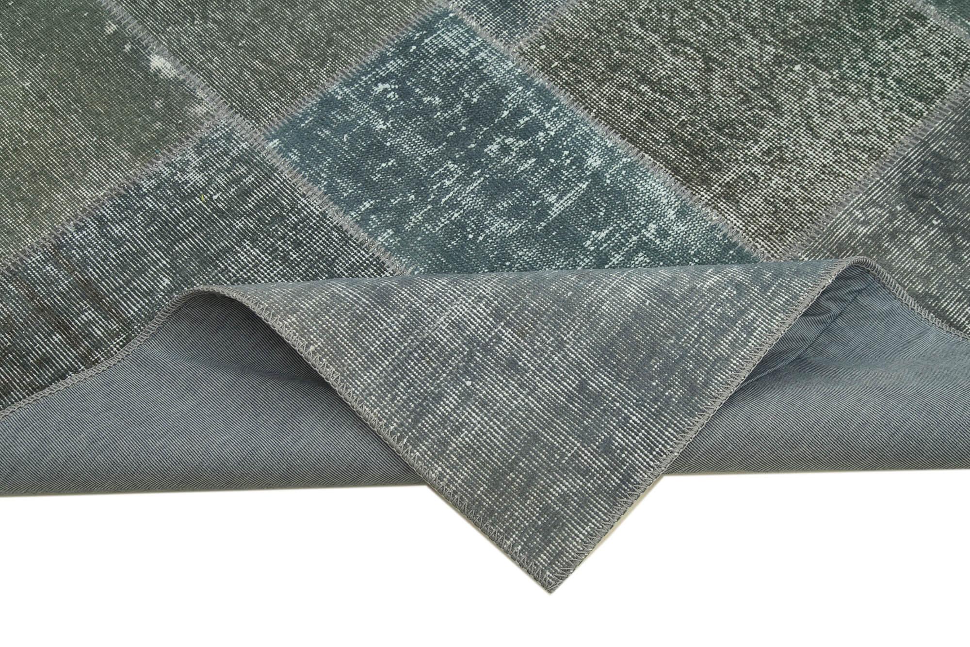 Kırk Yama Gri Patchwork Pamuk Yün El Dokuma Halısı 171x239 Agacan