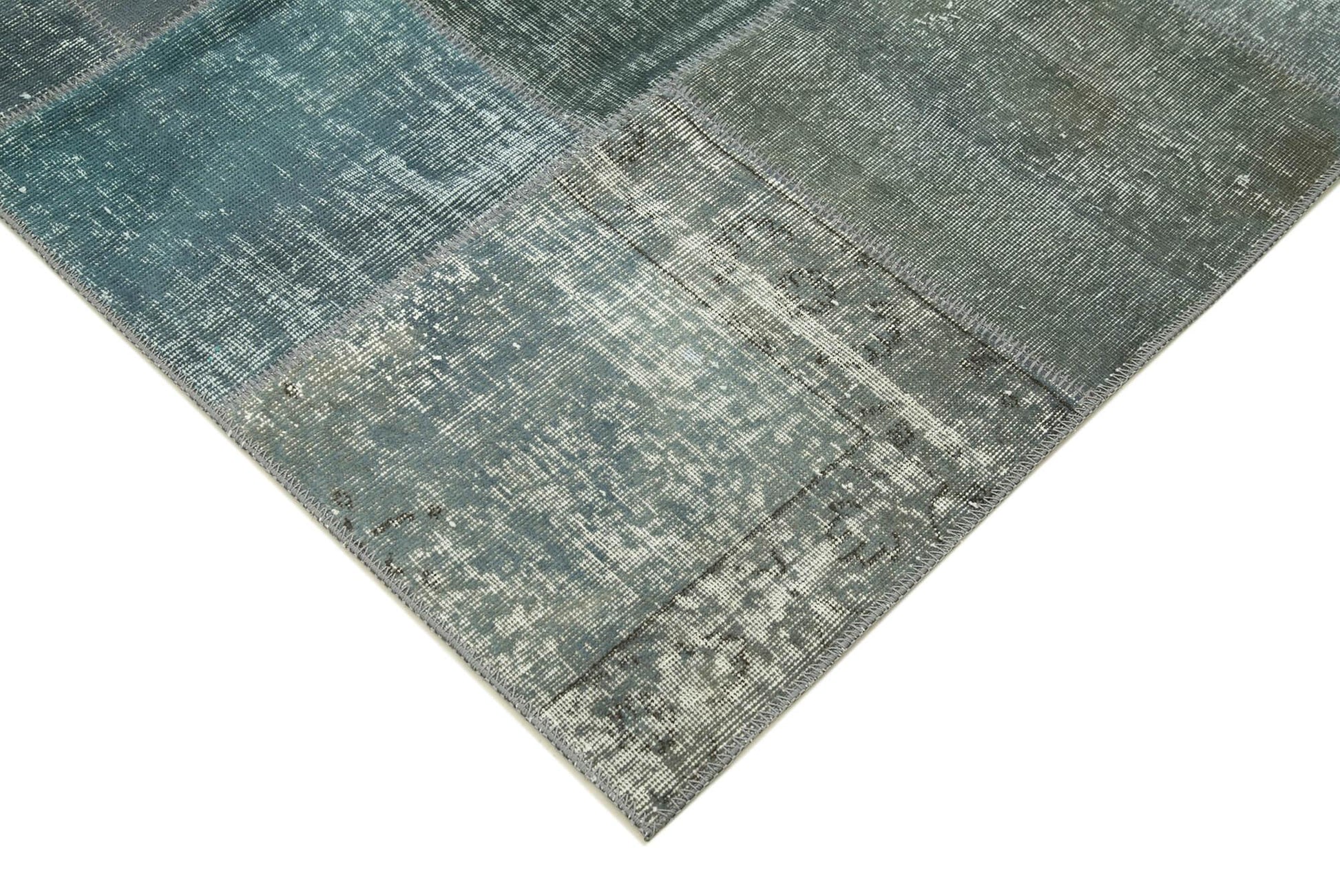 Kırk Yama Gri Patchwork Pamuk Yün El Dokuma Halısı 171x242 Agacan