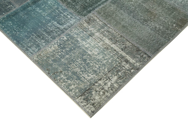 Kırk Yama Gri Patchwork Pamuk Yün El Dokuma Halısı 171x242 Agacan