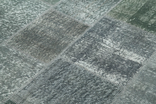 Kırk Yama Gri Patchwork Pamuk Yün El Dokuma Halısı 171x242 Agacan