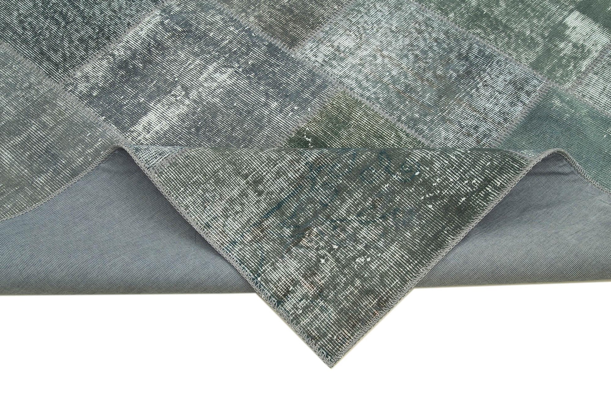 Kırk Yama Gri Patchwork Pamuk Yün El Dokuma Halısı 171x242 Agacan