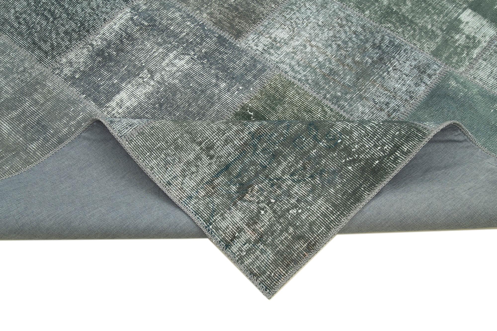Kırk Yama Gri Patchwork Pamuk Yün El Dokuma Halısı 171x242 Agacan