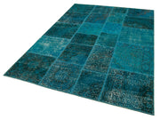 Kırk Yama Turkuaz Patchwork Pamuk Yün El Dokuma Halısı 171x243 Agacan