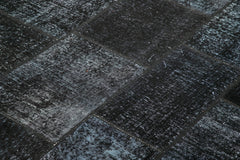 Kırk Yama Siyah Patchwork Pamuk Yün El Dokuma Halısı 171x247 Agacan