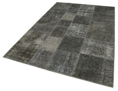 Kırk Yama Gri Patchwork Pamuk Yün El Dokuma Halısı 170x245 Agacan