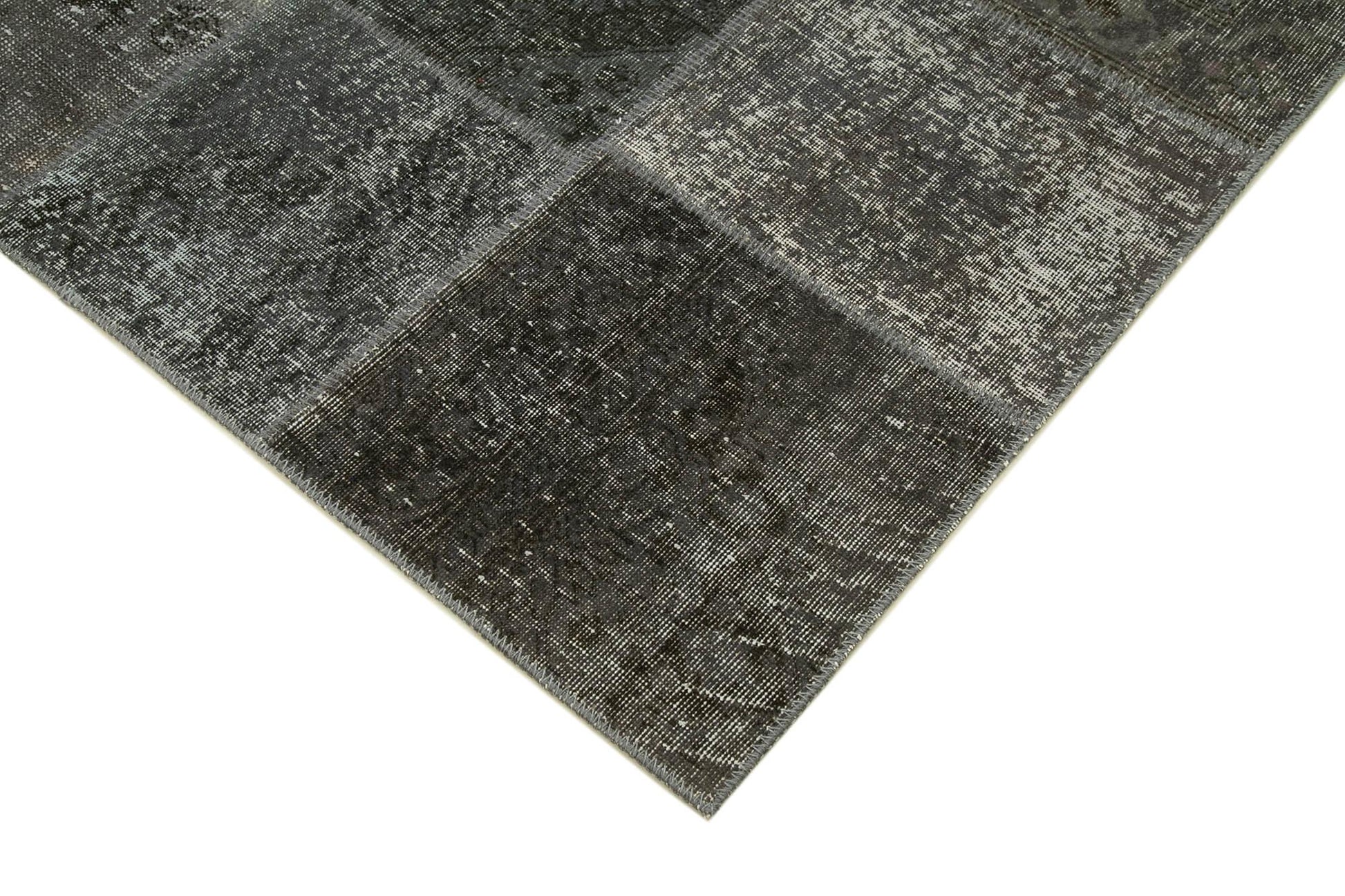 Kırk Yama Gri Patchwork Pamuk Yün El Dokuma Halısı 170x245 Agacan