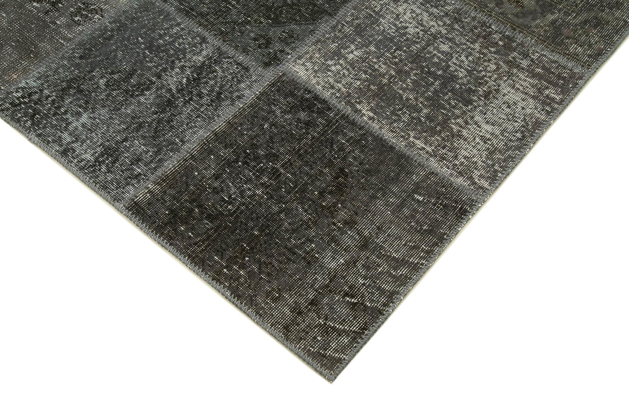 Kırk Yama Gri Patchwork Pamuk Yün El Dokuma Halısı 170x245 Agacan