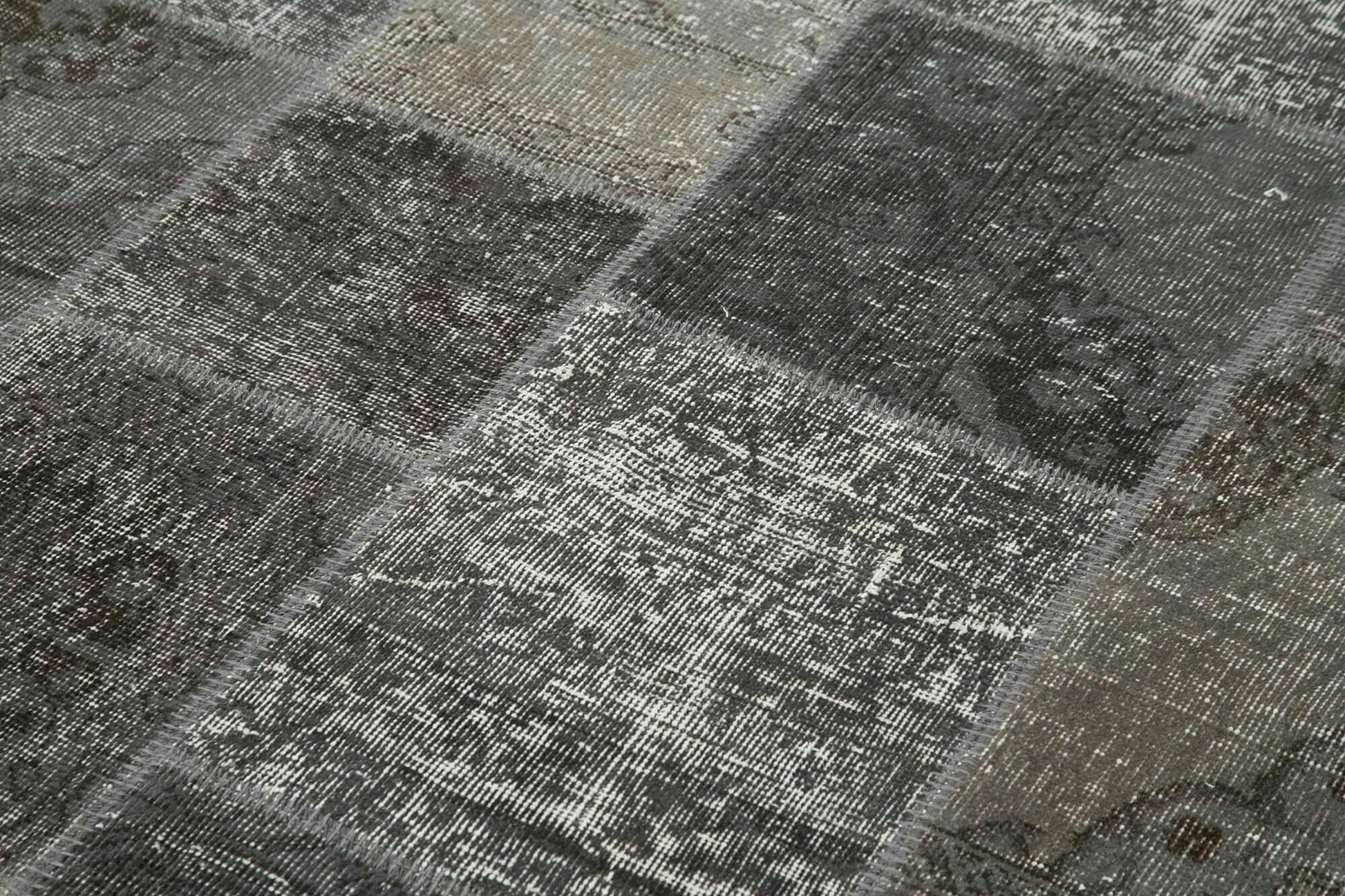 Kırk Yama Gri Patchwork Pamuk Yün El Dokuma Halısı 170x245 Agacan