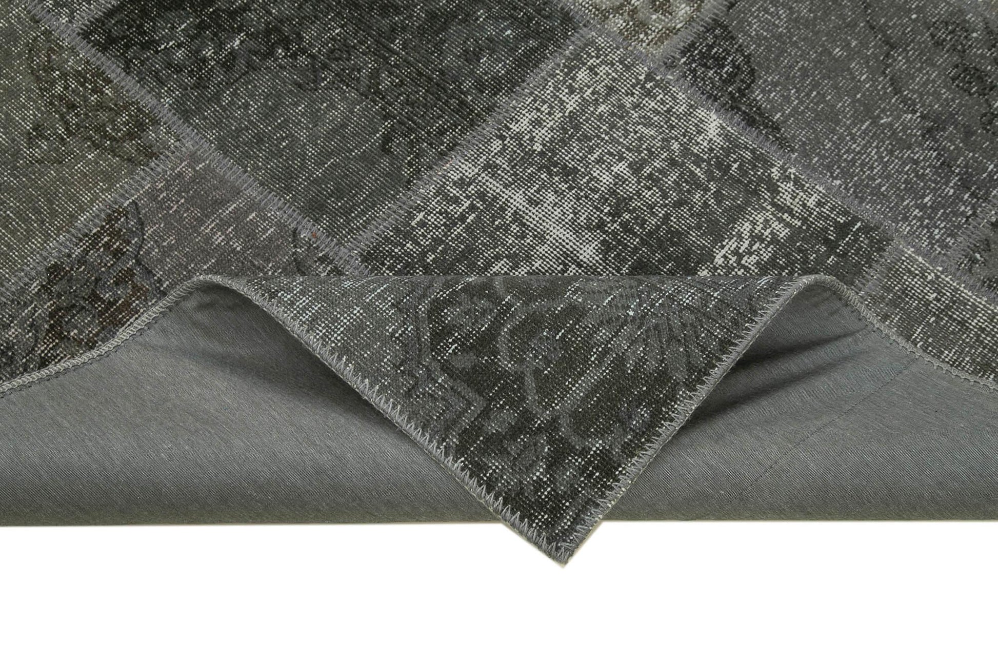 Kırk Yama Gri Patchwork Pamuk Yün El Dokuma Halısı 170x245 Agacan