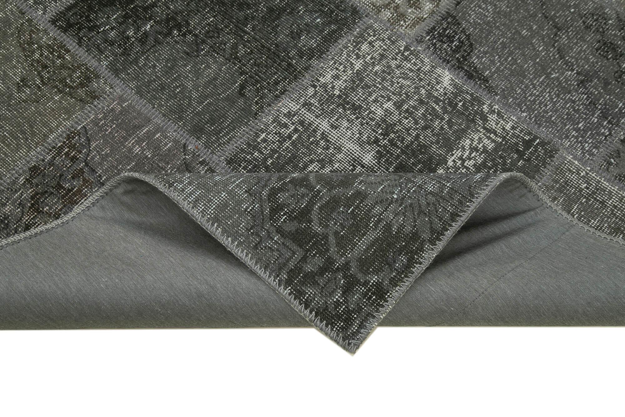 Kırk Yama Gri Patchwork Pamuk Yün El Dokuma Halısı 170x245 Agacan