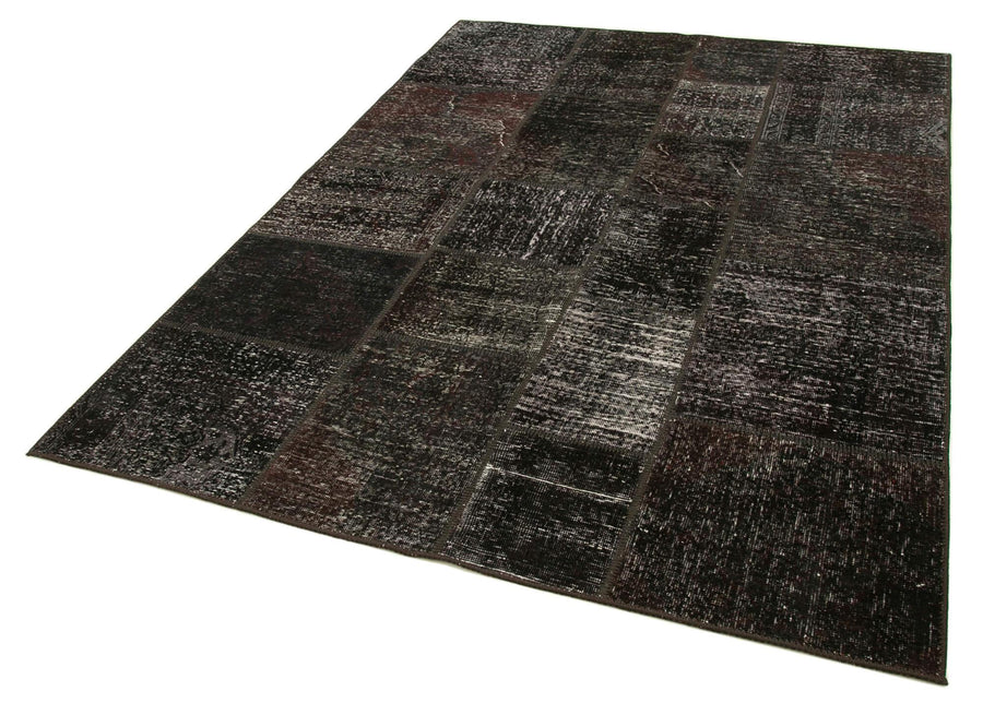 Kırk Yama Kahverengi Patchwork Pamuk Yün El Dokuma Halısı 171x237 Agacan