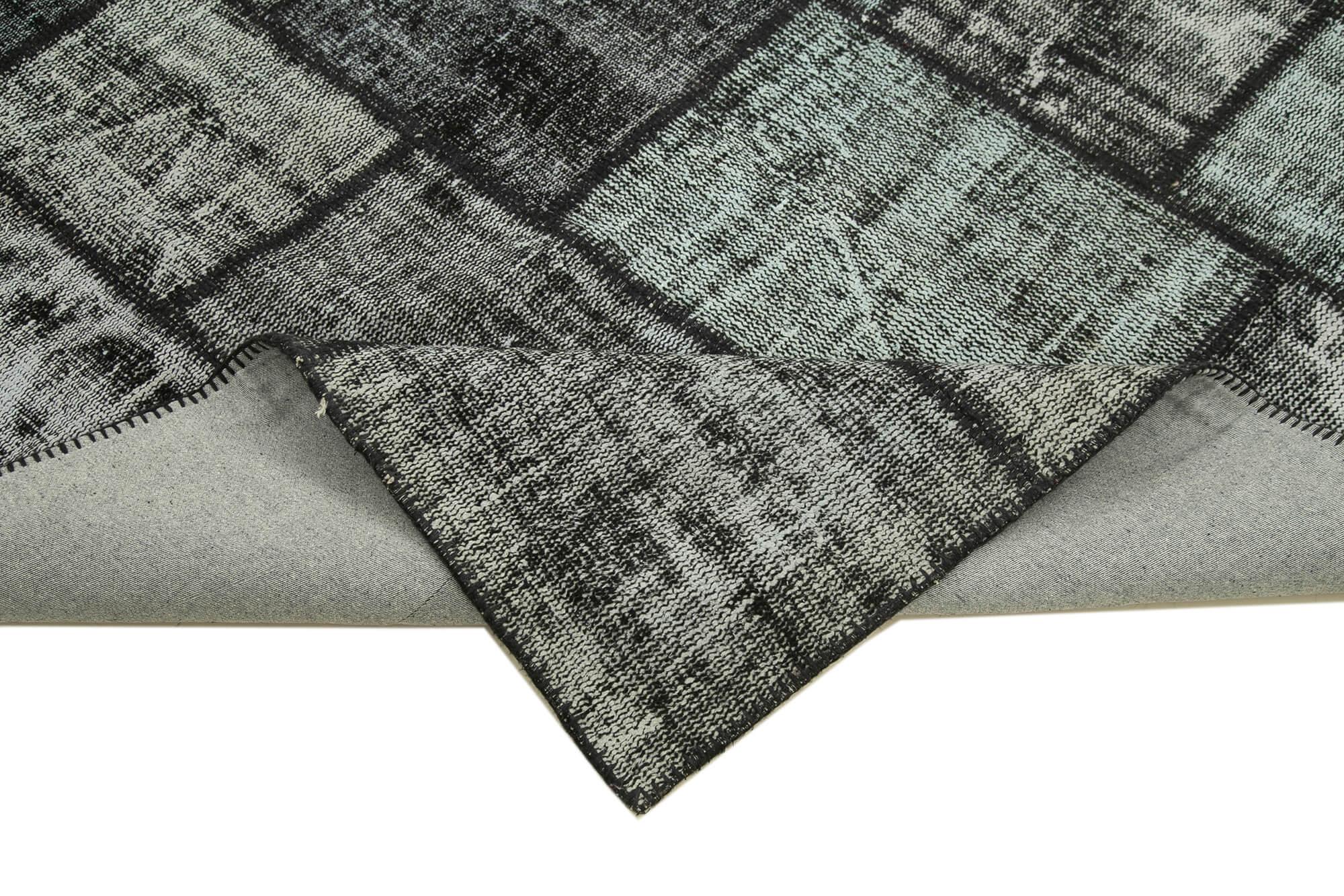 Kırk Yama Siyah Patchwork Pamuk Yün El Dokuma Halısı 180x250 Agacan
