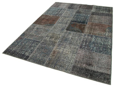Kırk Yama Gri Patchwork Pamuk Yün El Dokuma Halısı 171x243 Agacan