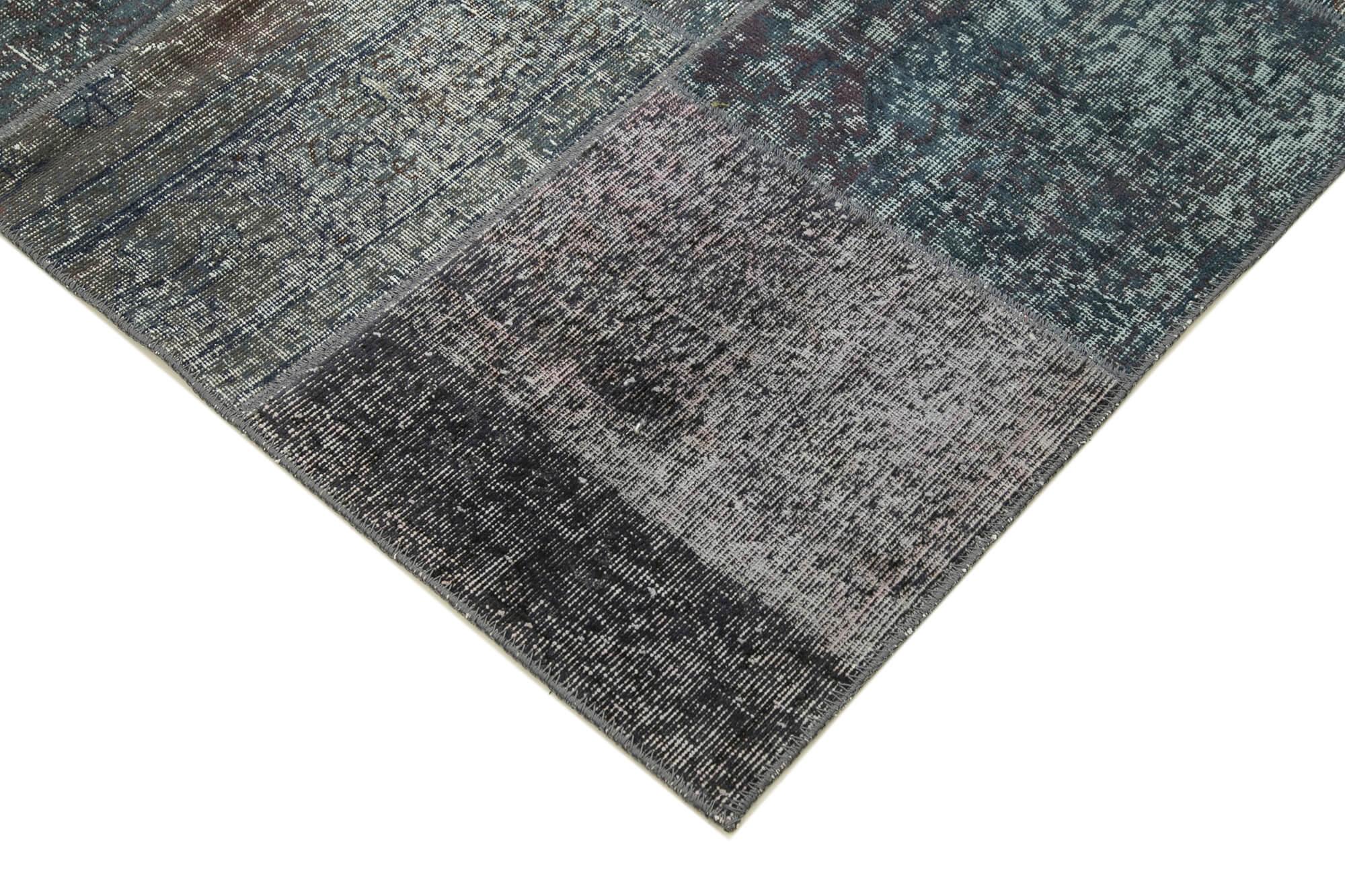 Kırk Yama Gri Patchwork Pamuk Yün El Dokuma Halısı 171x243 Agacan