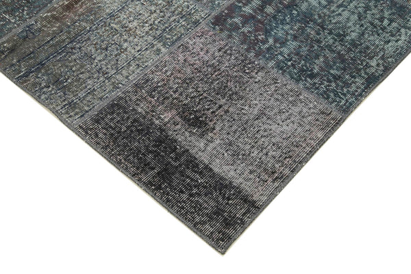 Kırk Yama Gri Patchwork Pamuk Yün El Dokuma Halısı 171x243 Agacan