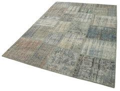 Kırk Yama Gri Patchwork Pamuk Yün El Dokuma Halısı 176x242 Agacan