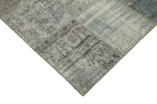 Kırk Yama Gri Patchwork Pamuk Yün El Dokuma Halısı 176x242 Agacan