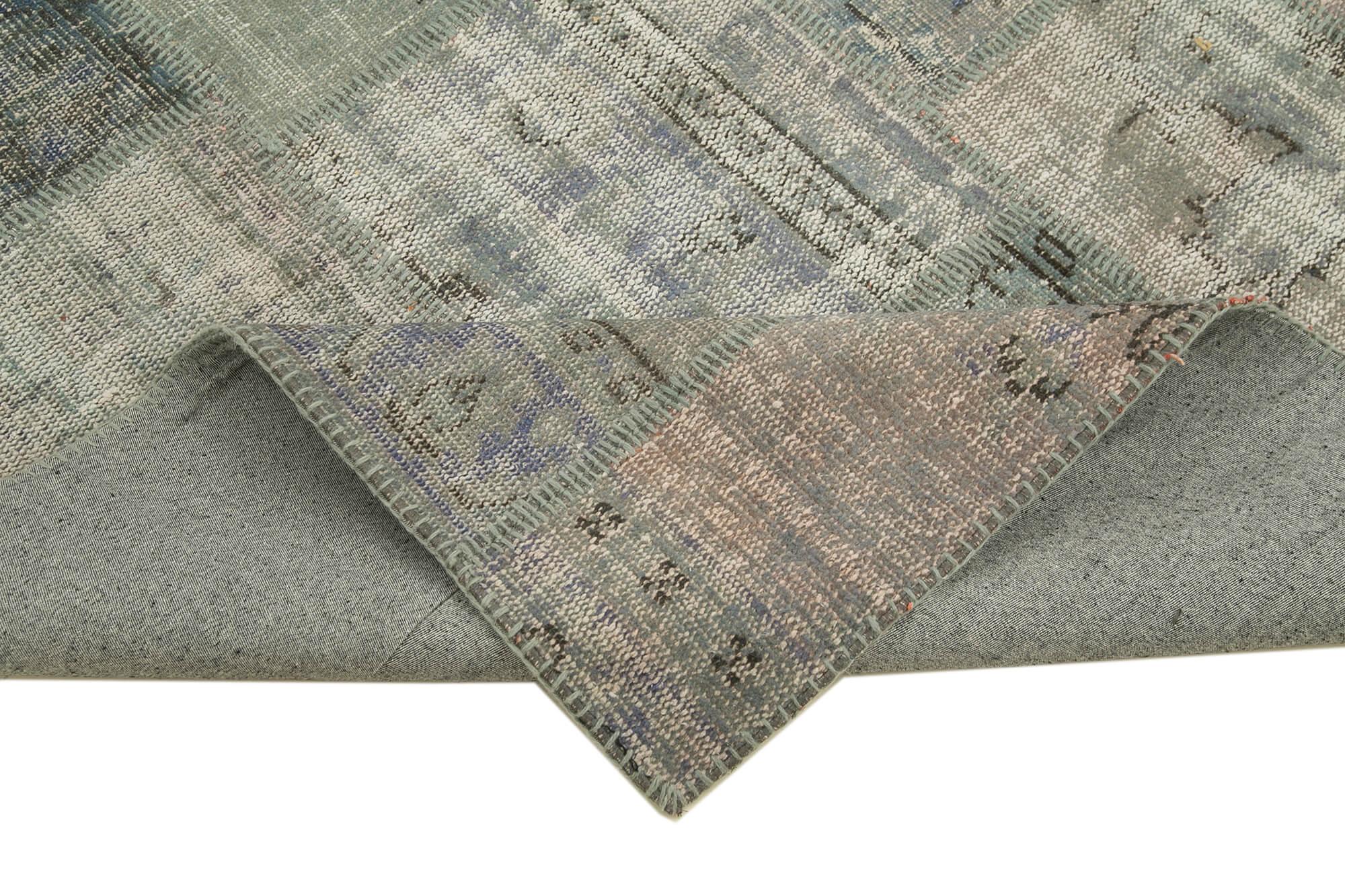 Kırk Yama Gri Patchwork Pamuk Yün El Dokuma Halısı 176x242 Agacan
