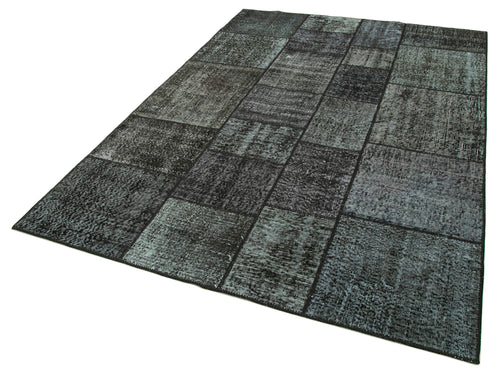 Kırk Yama Siyah Patchwork Pamuk Yün El Dokuma Halısı 172x243 Agacan