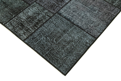Kırk Yama Siyah Patchwork Pamuk Yün El Dokuma Halısı 172x243 Agacan