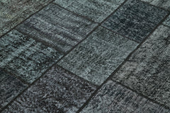 Kırk Yama Siyah Patchwork Pamuk Yün El Dokuma Halısı 172x243 Agacan