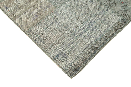 Kırk Yama Gri Patchwork Pamuk Yün El Dokuma Halısı 176x241 Agacan