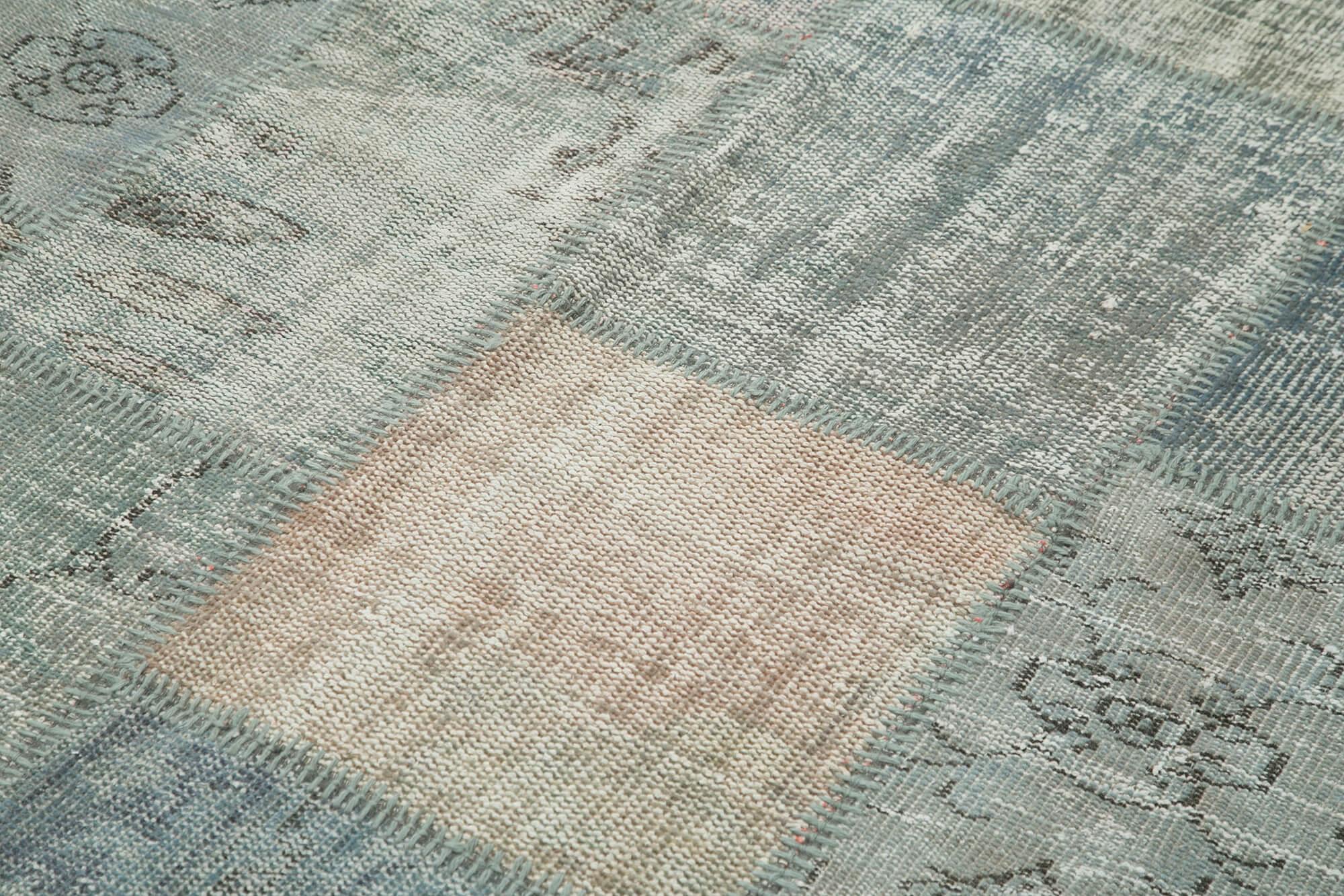 Kırk Yama Gri Patchwork Pamuk Yün El Dokuma Halısı 176x241 Agacan