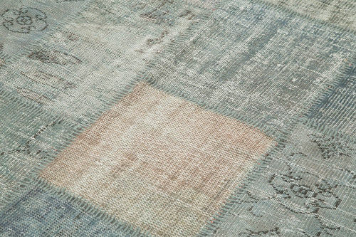 Kırk Yama Gri Patchwork Pamuk Yün El Dokuma Halısı 176x241 Agacan