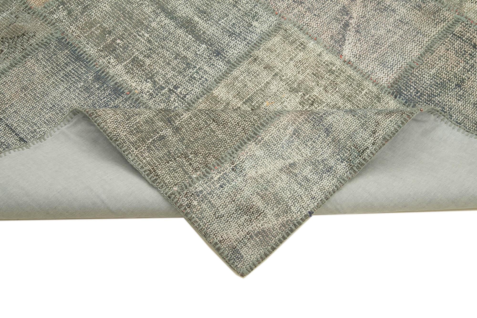 Kırk Yama Gri Patchwork Pamuk Yün El Dokuma Halısı 176x241 Agacan