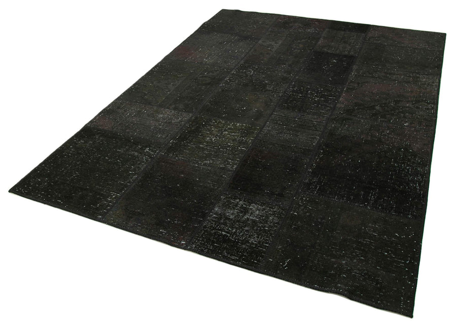 Kırk Yama Siyah Patchwork Pamuk Yün El Dokuma Halısı 172x241 Agacan