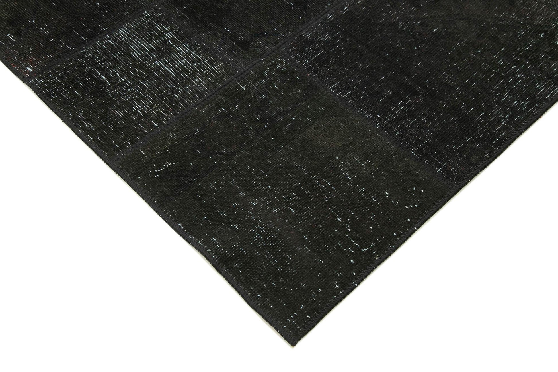Kırk Yama Siyah Patchwork Pamuk Yün El Dokuma Halısı 172x241 Agacan