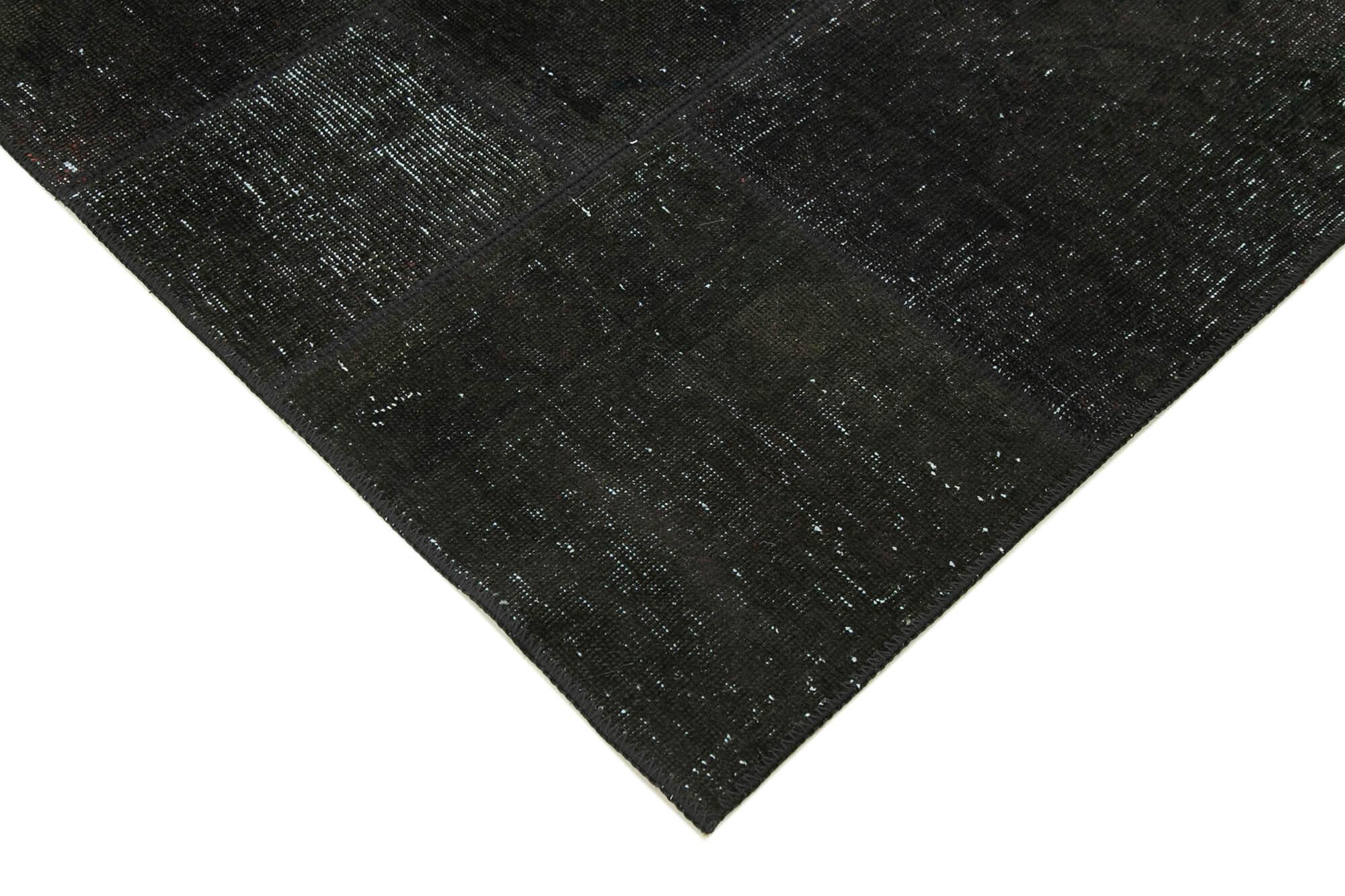 Kırk Yama Siyah Patchwork Pamuk Yün El Dokuma Halısı 172x241 Agacan