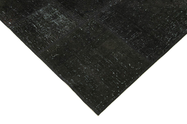 Kırk Yama Siyah Patchwork Pamuk Yün El Dokuma Halısı 172x241 Agacan