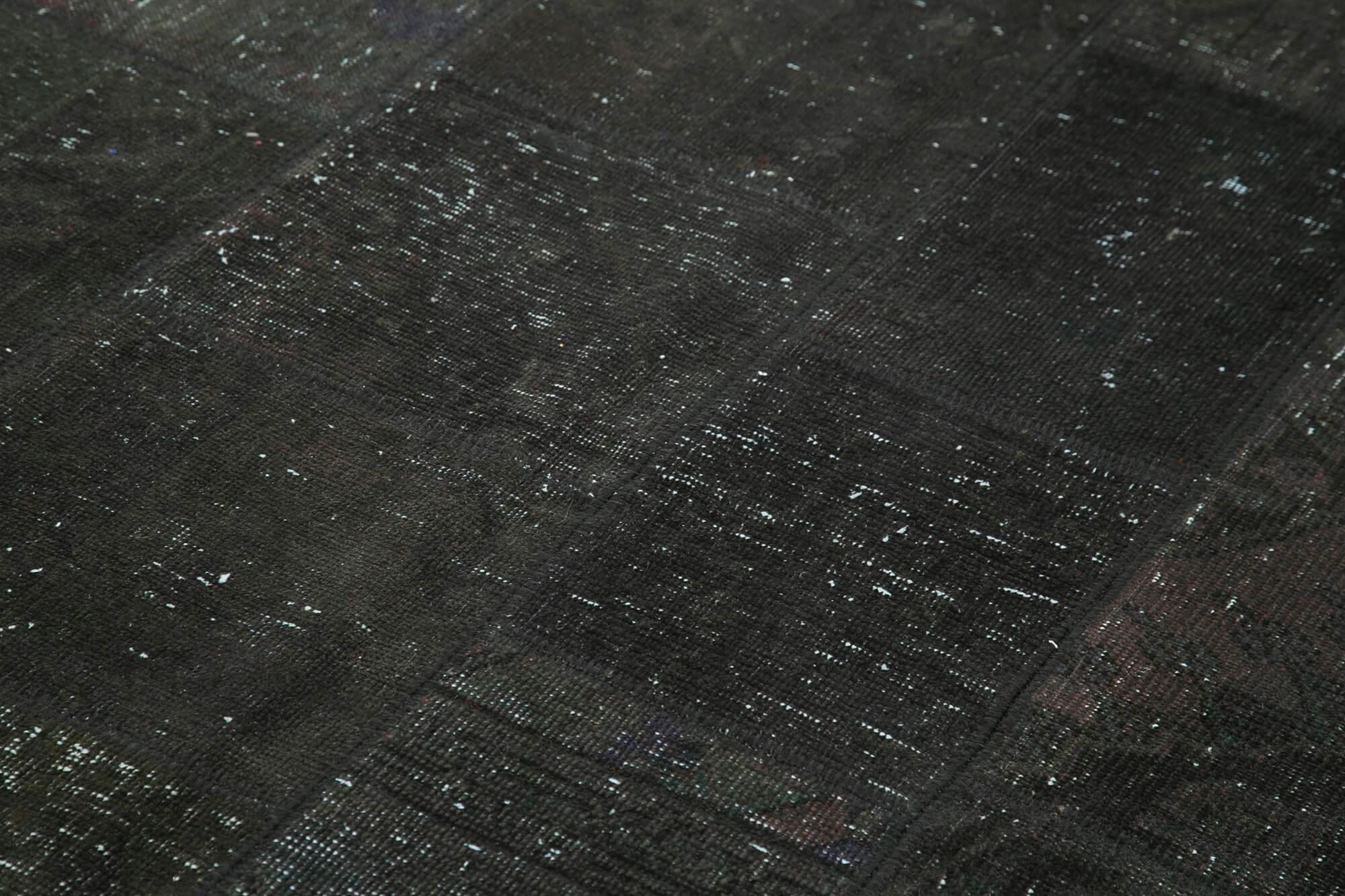 Kırk Yama Siyah Patchwork Pamuk Yün El Dokuma Halısı 172x241 Agacan
