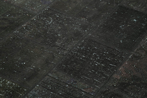 Kırk Yama Siyah Patchwork Pamuk Yün El Dokuma Halısı 172x241 Agacan