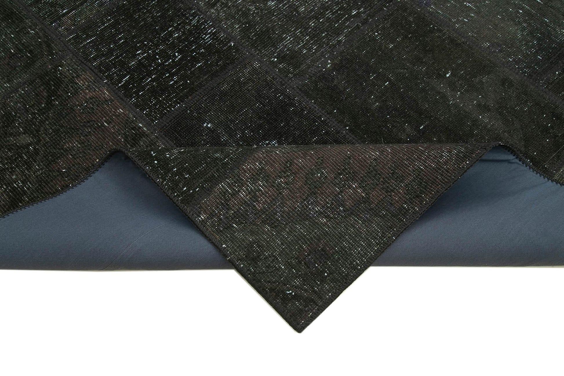 Kırk Yama Siyah Patchwork Pamuk Yün El Dokuma Halısı 172x241 Agacan