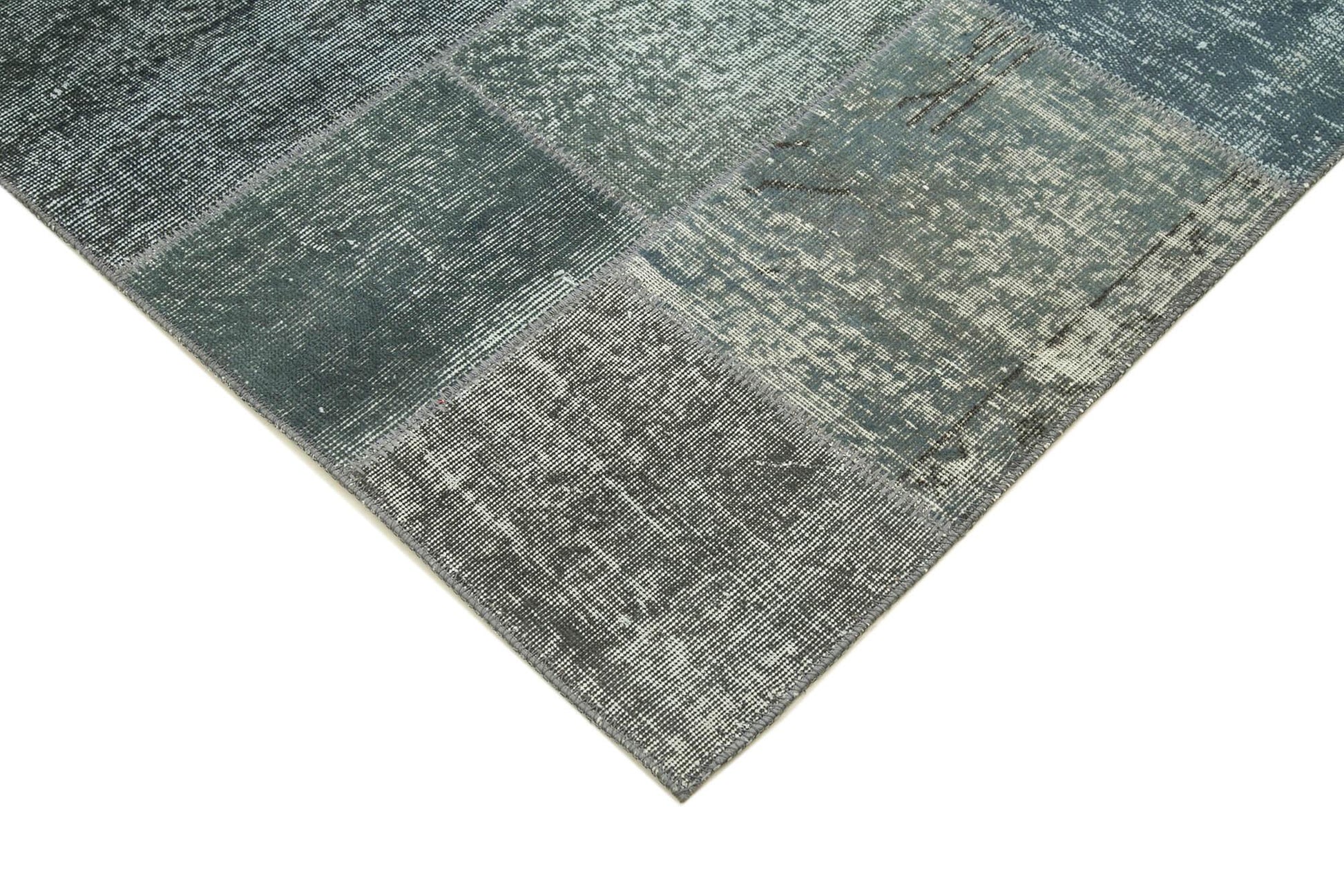 Kırk Yama Gri Patchwork Pamuk Yün El Dokuma Halısı 174x240 Agacan