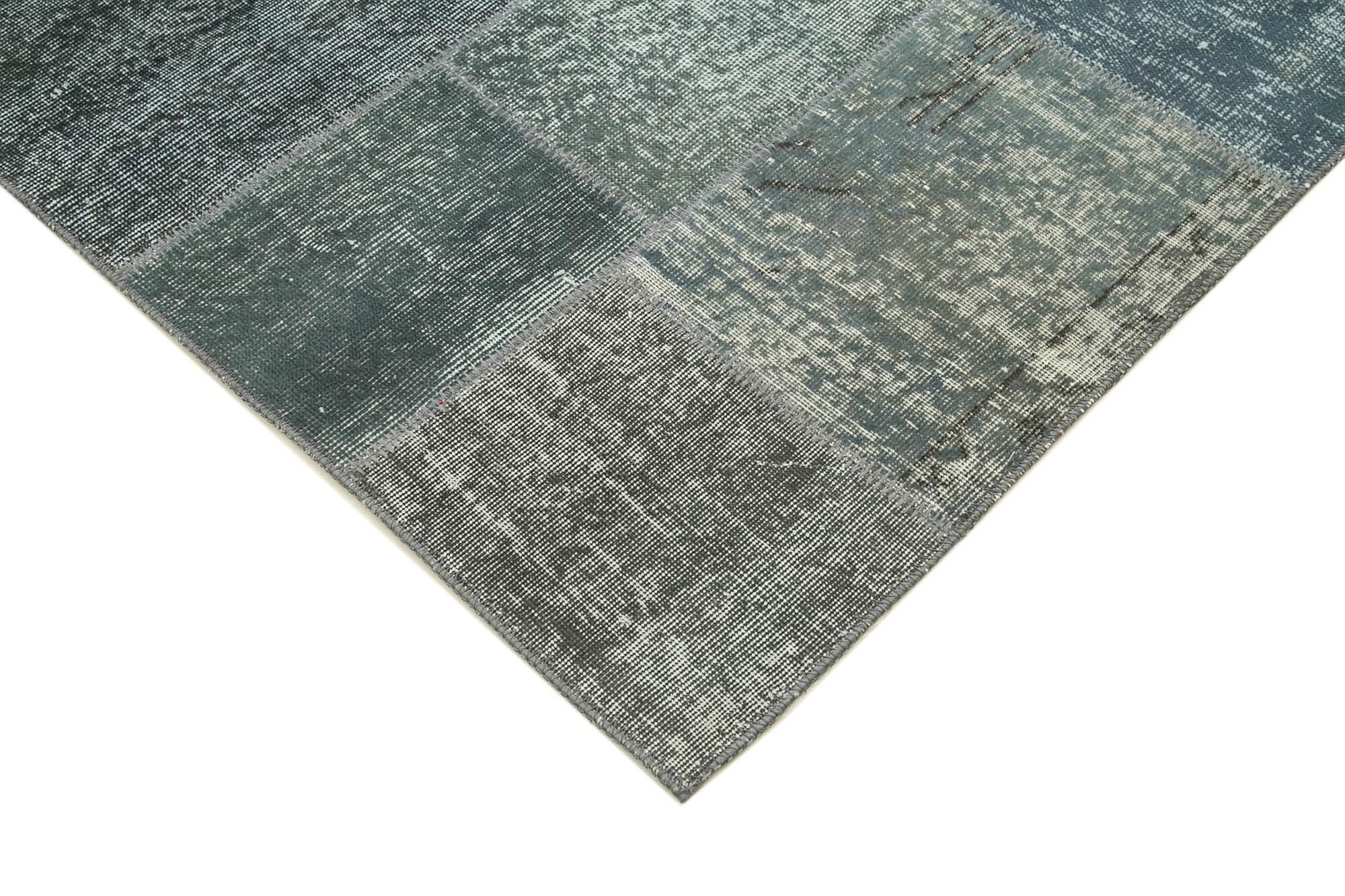 Kırk Yama Gri Patchwork Pamuk Yün El Dokuma Halısı 174x240 Agacan