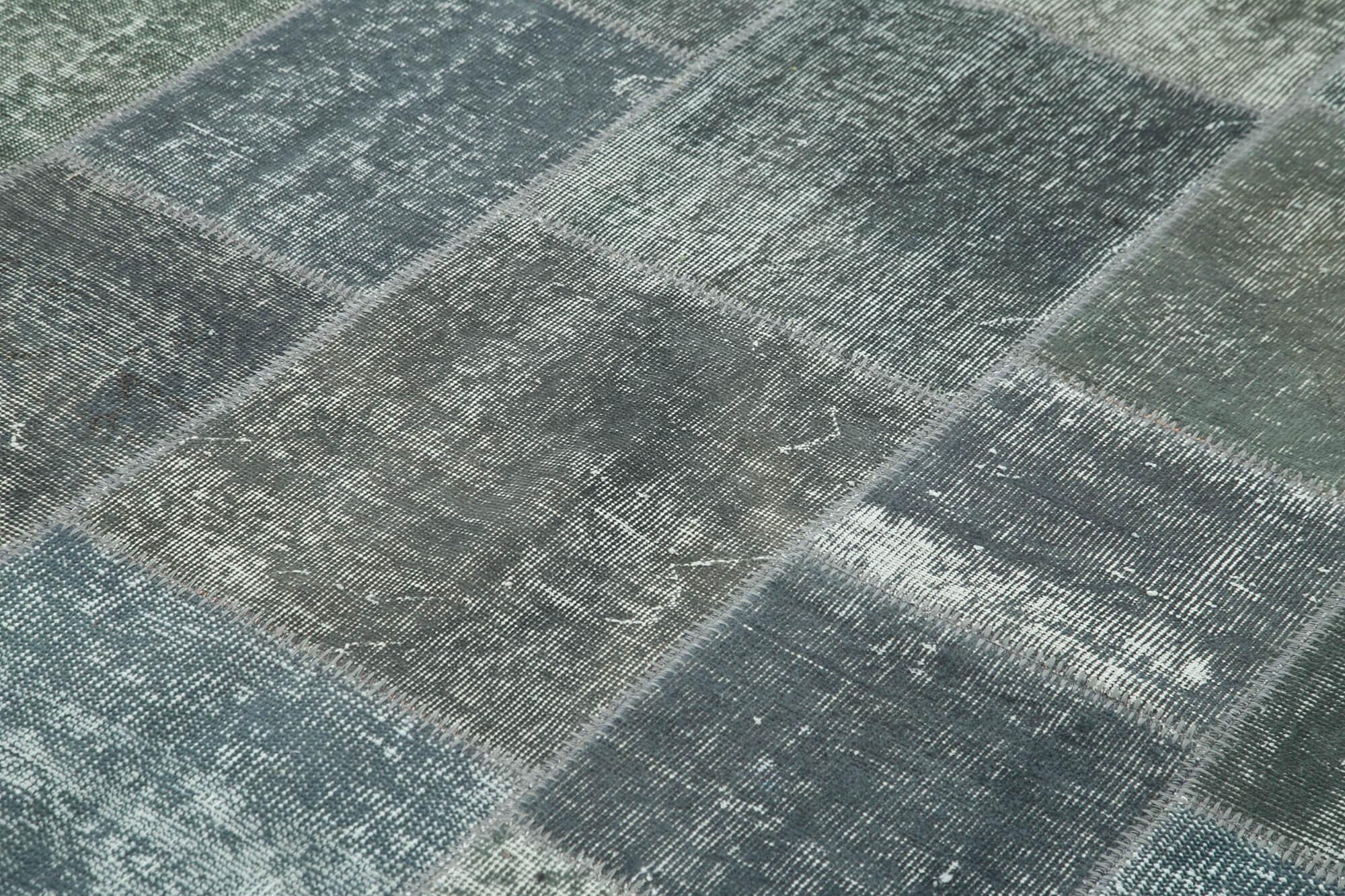 Kırk Yama Gri Patchwork Pamuk Yün El Dokuma Halısı 174x240 Agacan