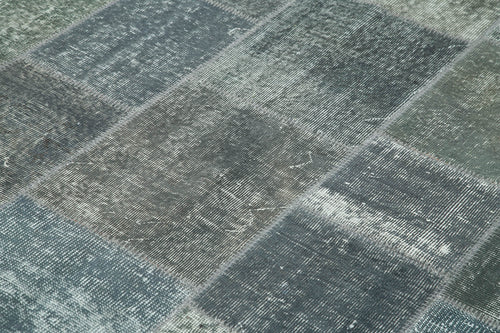 Kırk Yama Gri Patchwork Pamuk Yün El Dokuma Halısı 174x240 Agacan