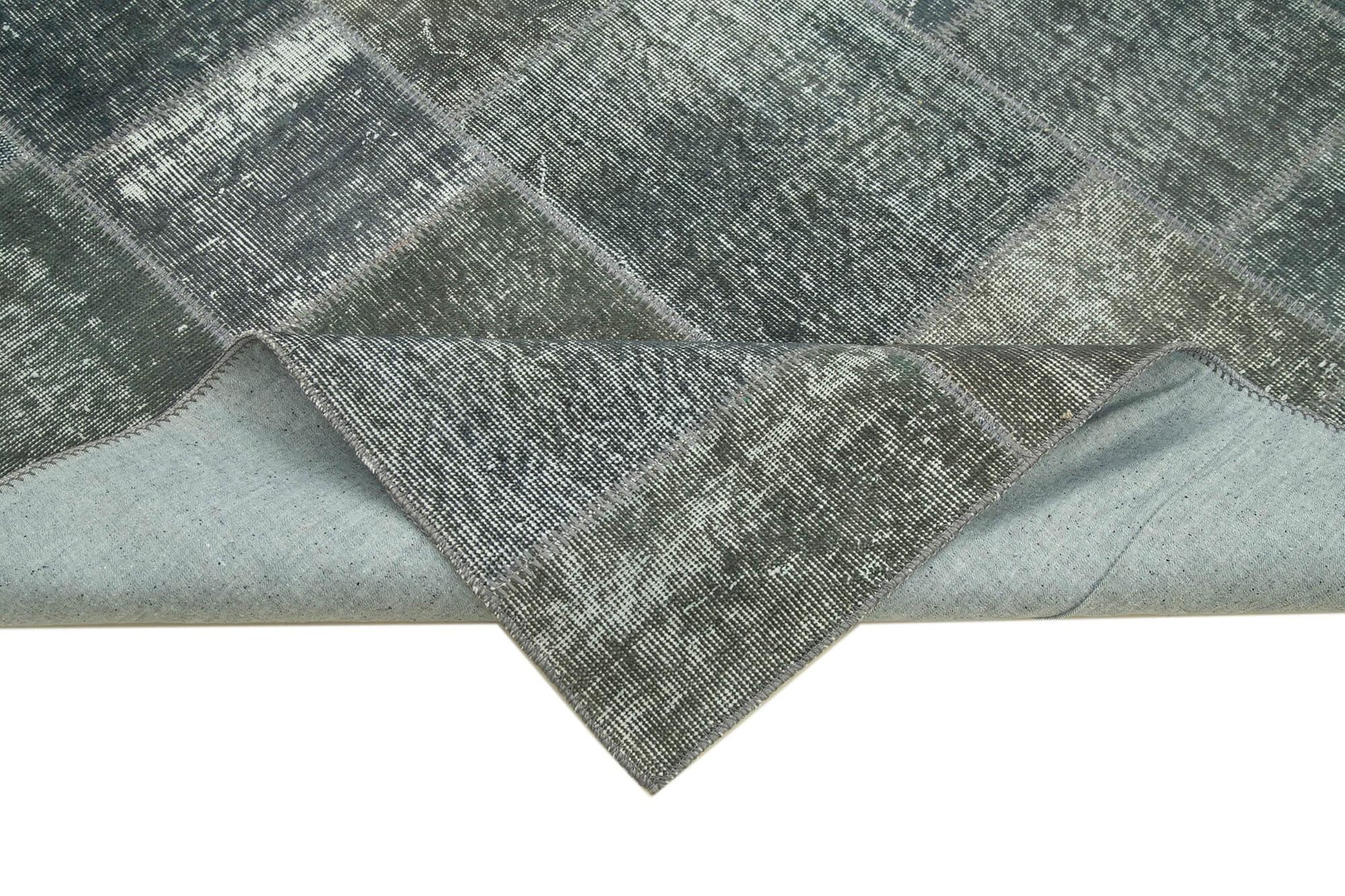 Kırk Yama Gri Patchwork Pamuk Yün El Dokuma Halısı 174x240 Agacan