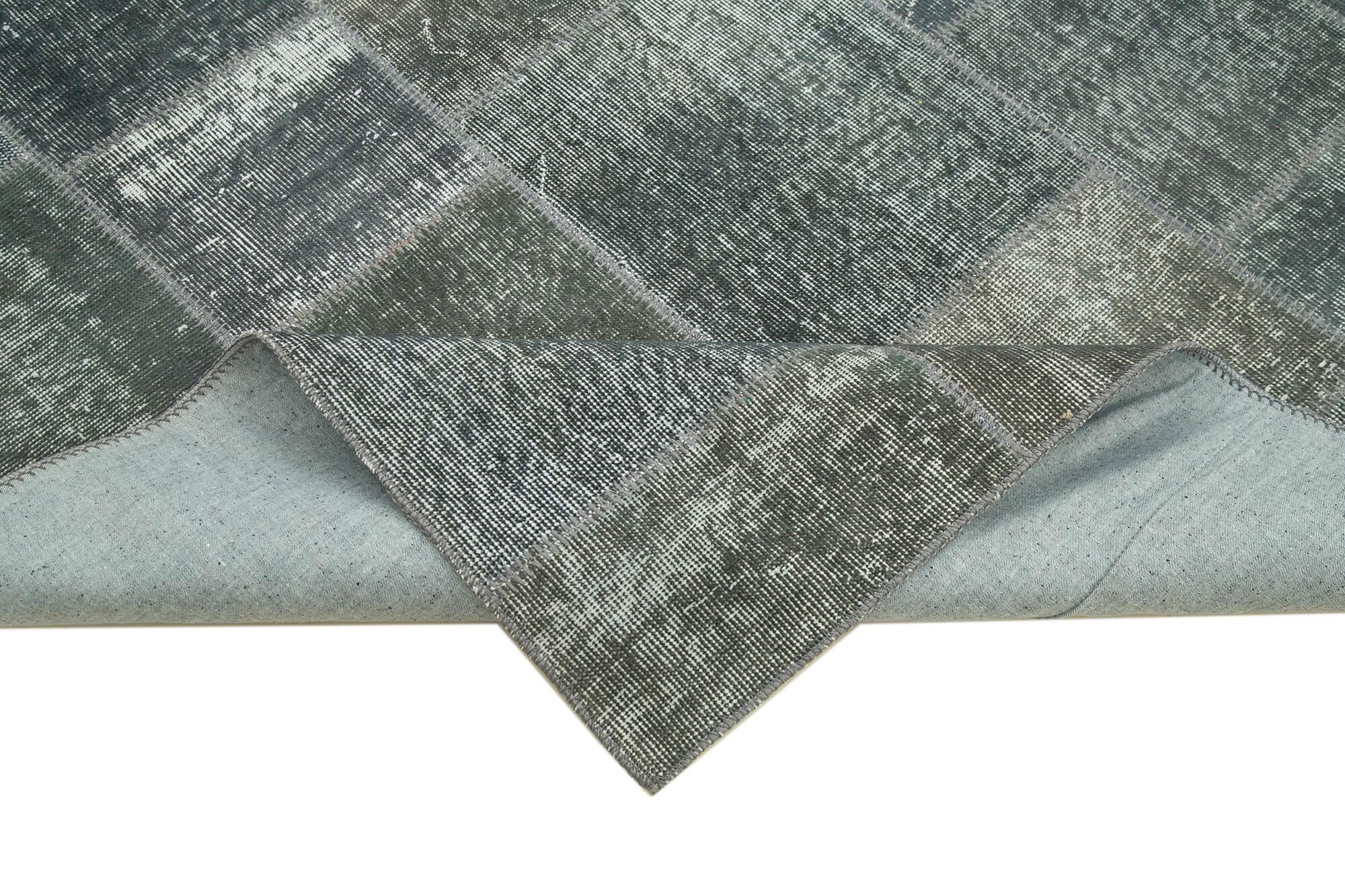 Kırk Yama Gri Patchwork Pamuk Yün El Dokuma Halısı 174x240 Agacan