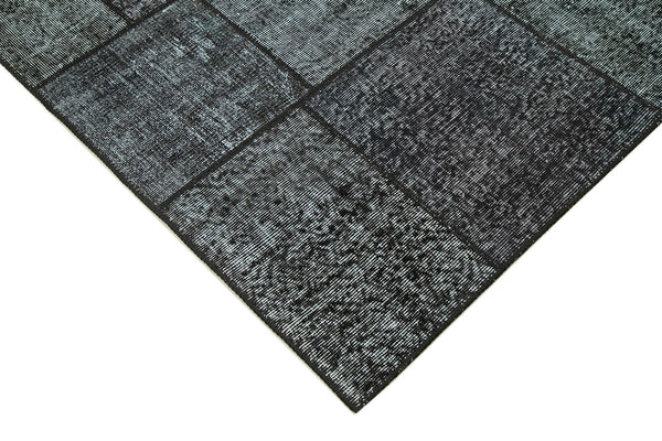 Kırk Yama Siyah Patchwork Pamuk Yün El Dokuma Halısı 171x246 Agacan