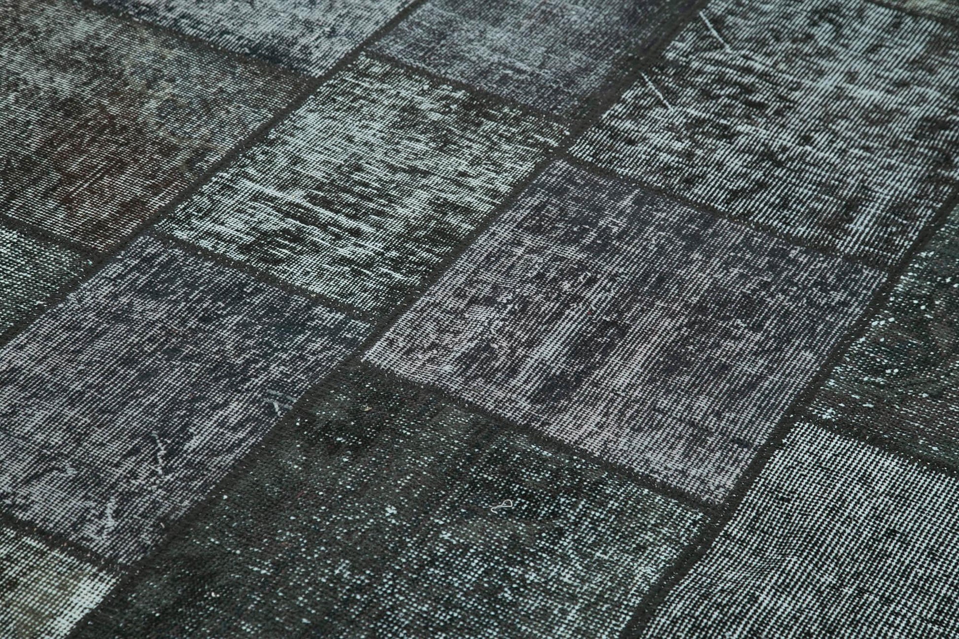 Kırk Yama Siyah Patchwork Pamuk Yün El Dokuma Halısı 171x246 Agacan