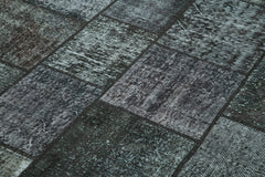 Kırk Yama Siyah Patchwork Pamuk Yün El Dokuma Halısı 171x246 Agacan