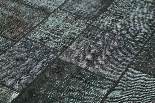 Kırk Yama Siyah Patchwork Pamuk Yün El Dokuma Halısı 171x246 Agacan