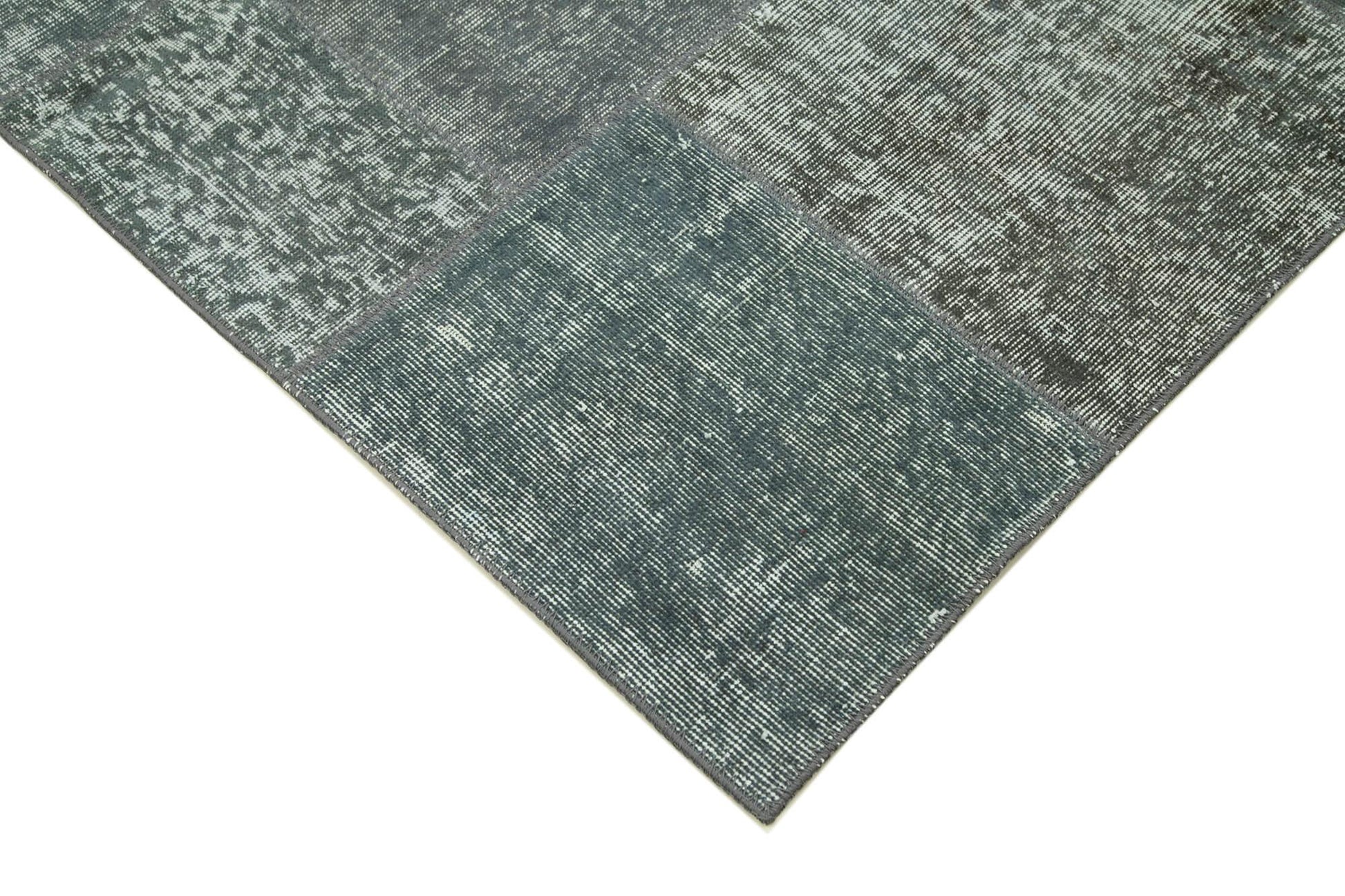 Kırk Yama Gri Patchwork Pamuk Yün El Dokuma Halısı 172x240 Agacan