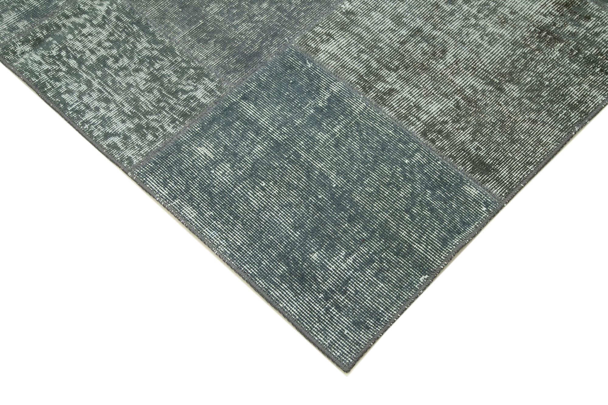 Kırk Yama Gri Patchwork Pamuk Yün El Dokuma Halısı 172x240 Agacan