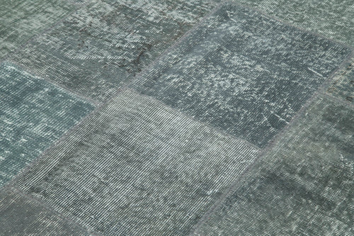Kırk Yama Gri Patchwork Pamuk Yün El Dokuma Halısı 172x240 Agacan