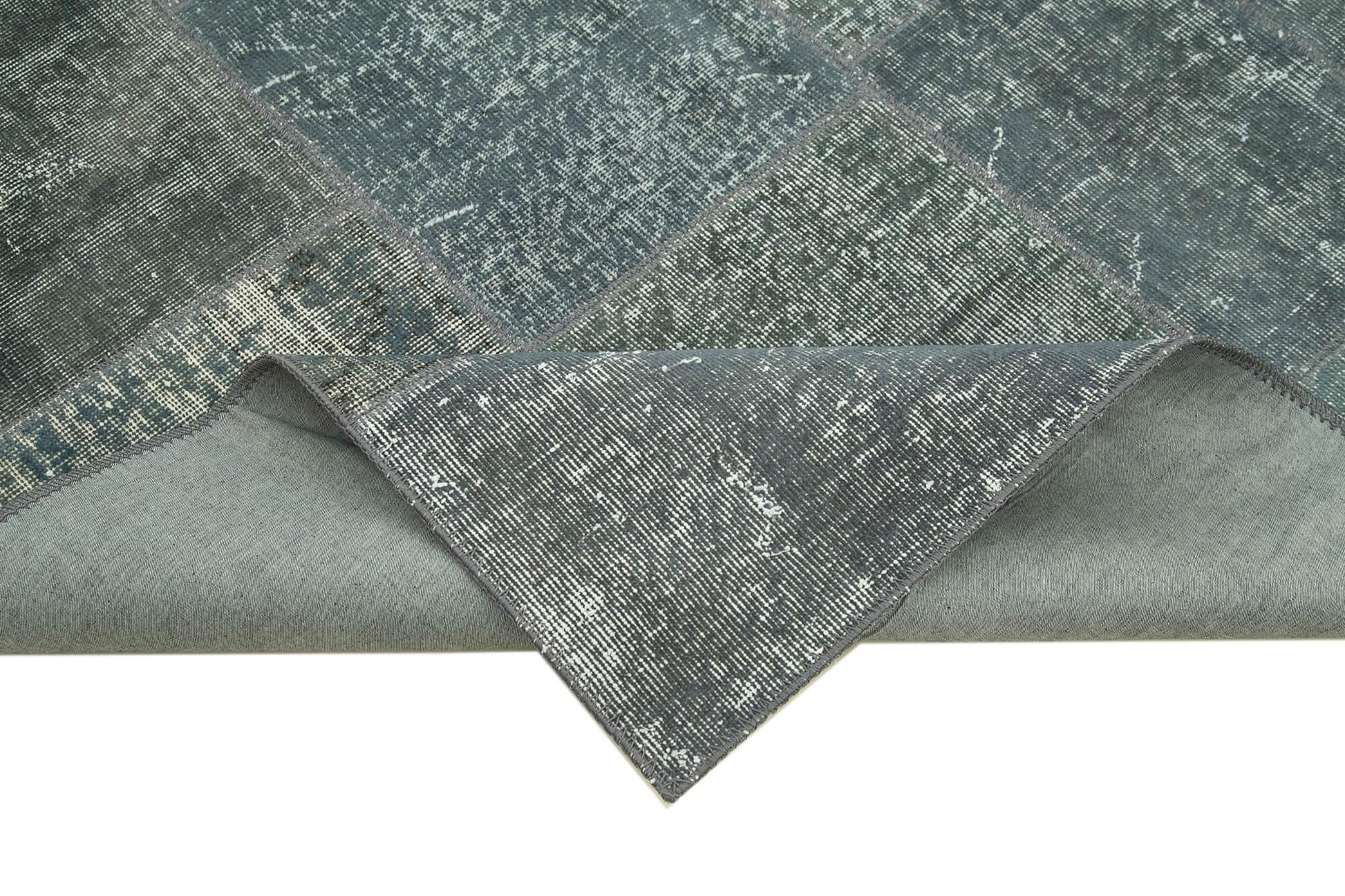 Kırk Yama Gri Patchwork Pamuk Yün El Dokuma Halısı 172x240 Agacan